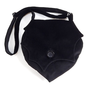 Sac à bandoulière gothique chauve-souris - Accessoire d'Halloween, style sorcière, sac à main en velours noir
