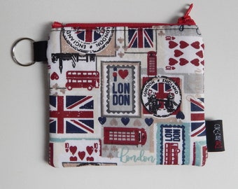 London Red Coin Purse,  Best Gift for Her, Women's London Coin Purse Wallet Keychain, Cute Gift Idea, London Theme Coin Purse Keychain, Gift
