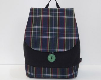 Handmade Tartan Backpack, Unique Style,  Plaid Stylish Backpack, Handcrafted Trendy Gift Idea,  Stylish Tartan Backpack for Women, Bags