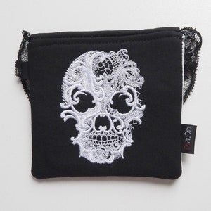 Monedero de calavera gótica: Monedero de Halloween hecho a mano, estilo gótico rock metal, regalo único para mujer, pequeño bolso gótico.