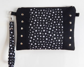 Handmade Gothic Star Clutch Bag, Alternative Black Zipper Purse, Unique Gift Idea, Gothic Black Star Clutch, Alternative Zipper Bag, Purses