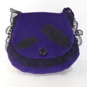 Gothic Velvet Bat Crossbody Bag: Dark Purple Witchy Purse