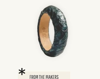 Fish Leather Bangle Bracelet Handmade – Unique Gift from Africa – Leather Cuff Kenya – Green