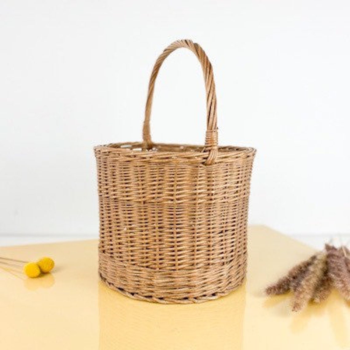 Runder Korb mit Henkel Großer rustikaler Weidenkorb als | Etsy