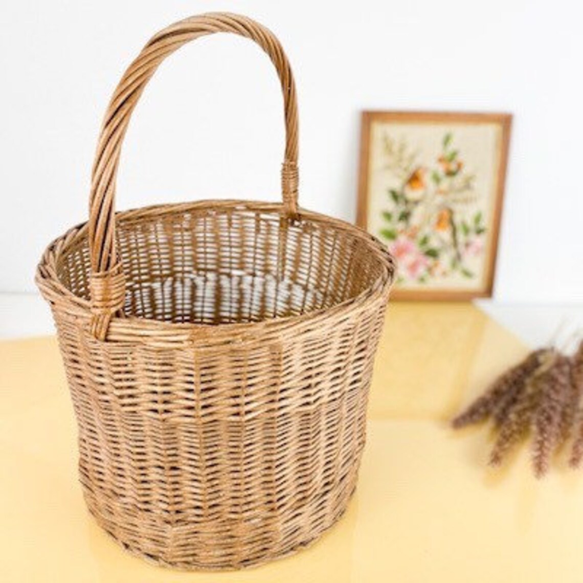 Runder Korb mit Henkel Großer rustikaler Weidenkorb als | Etsy