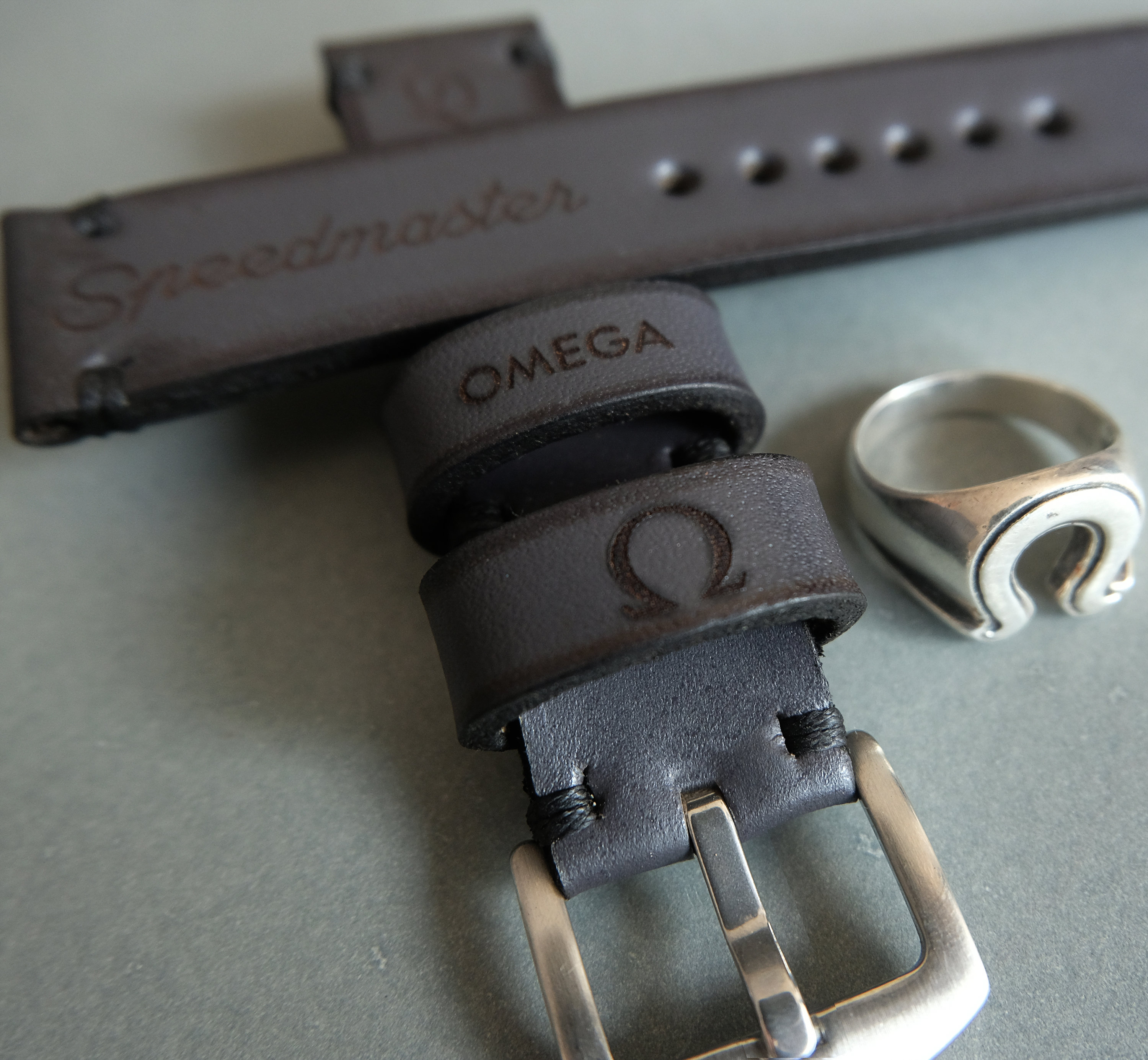 Leather Watch Band OMEGA Speedmaster watch strap Gray color 20 Etsy