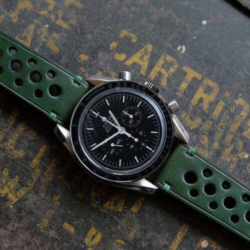 Racing Rallye Green Leather Watch Strap 