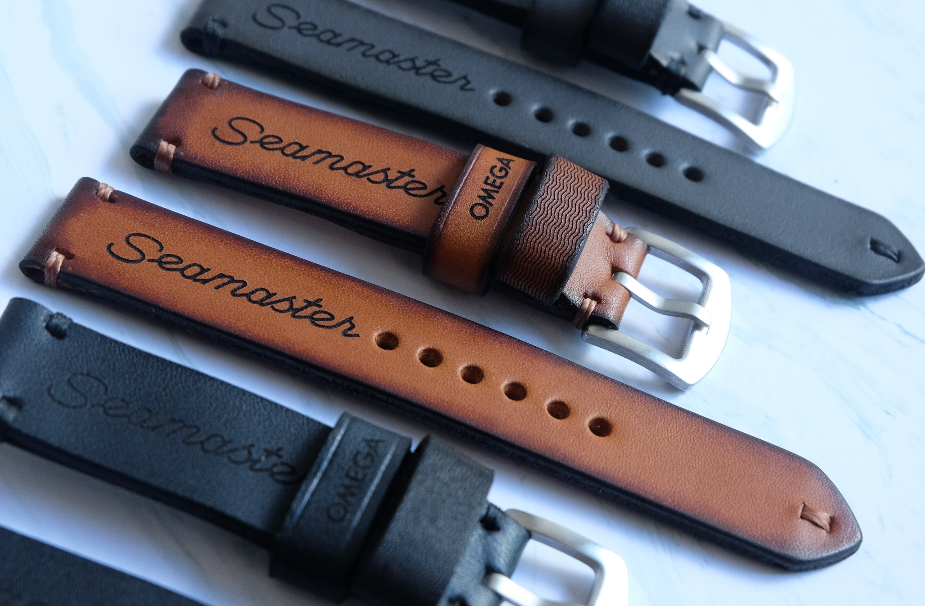 OMEGA Seamaster Watch Strap Brown Tan Color.leather Watch Band Etsy