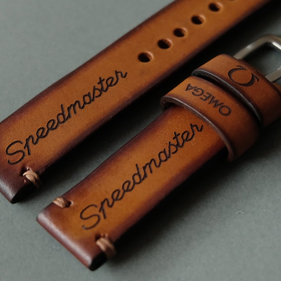 omega speedmaster brown leather strap