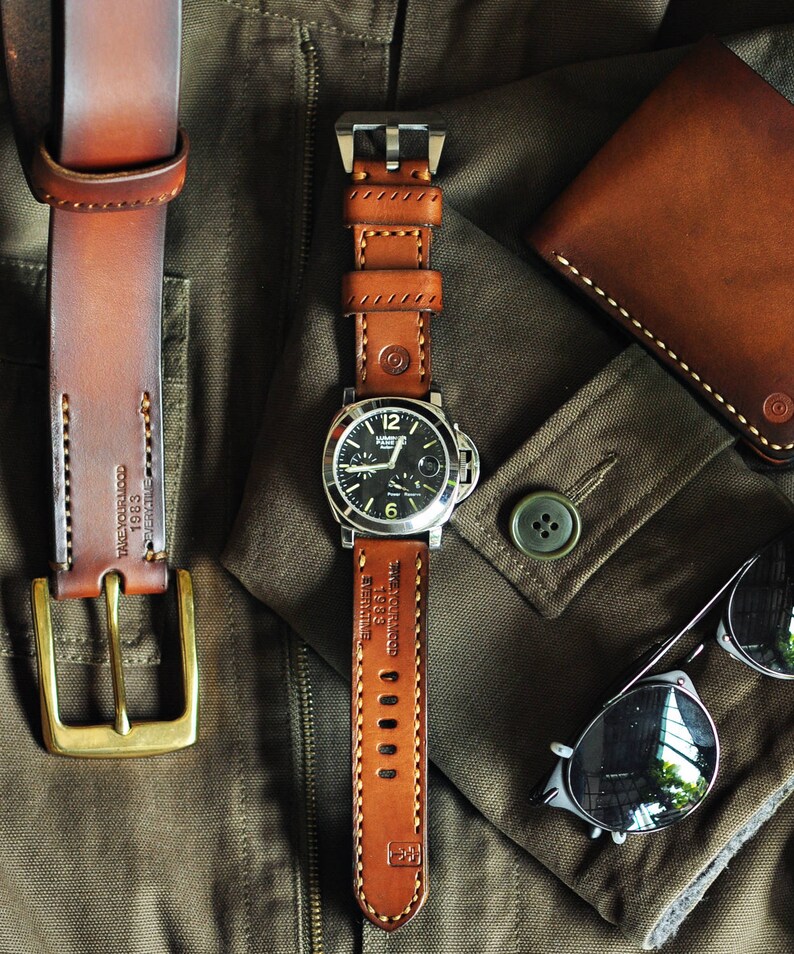 Leather Watch Band AMMO Watch Strap 20mm 22mm 24 Mm. With High Etsy