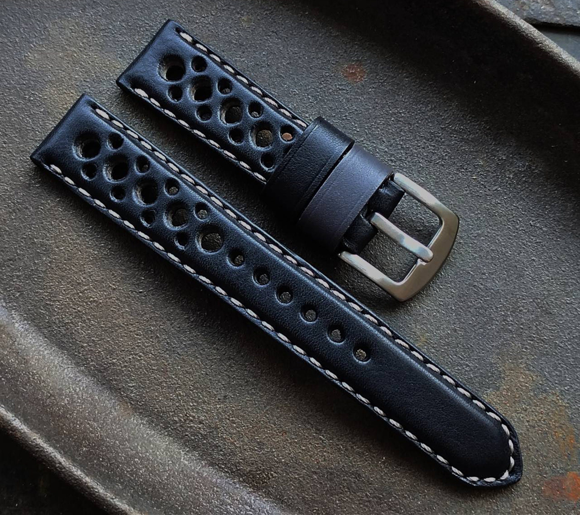 Racing Rallye Schwarz Lederarmband 20mm 22 mm. Leder Armband. Etsy