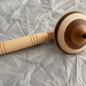 Wooden Spinning Top with Launching Handle: Ash, Walnut, Cherry & Birch
