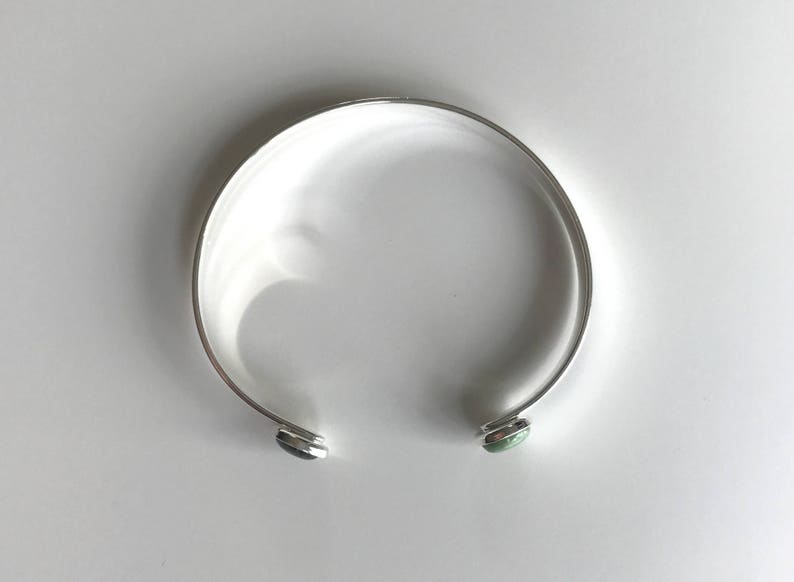 turquoise stone cabochons Silver Bangle