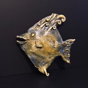 Vintage Angel Fish Chalkware wall hanger, vintage chalkware, vintage fish, vintage decor, handmade decor, Angel Fish, Vintage collectibles