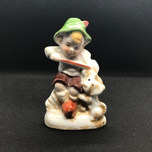 Vintage Porcelain Little Boy Playing the Violin Figurine, Vintage Porcelain Figurines, Made in Japan, Occupied Japan little boy figurine
