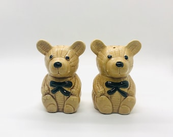 愛らしいヴィンテージテディベアの塩コショウ入れ、ヴィンテージ塩コショウ入れ、ヴィンテージテーブル装飾、ヴィンテージキッチン装飾、シェーカー