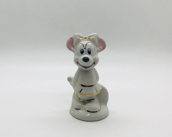 Linda figura de ratón de porcelana vintage, estatuilla de ratón Minnie, coleccionables de ratón vintage, figuras de porcelana, coleccionables vintage