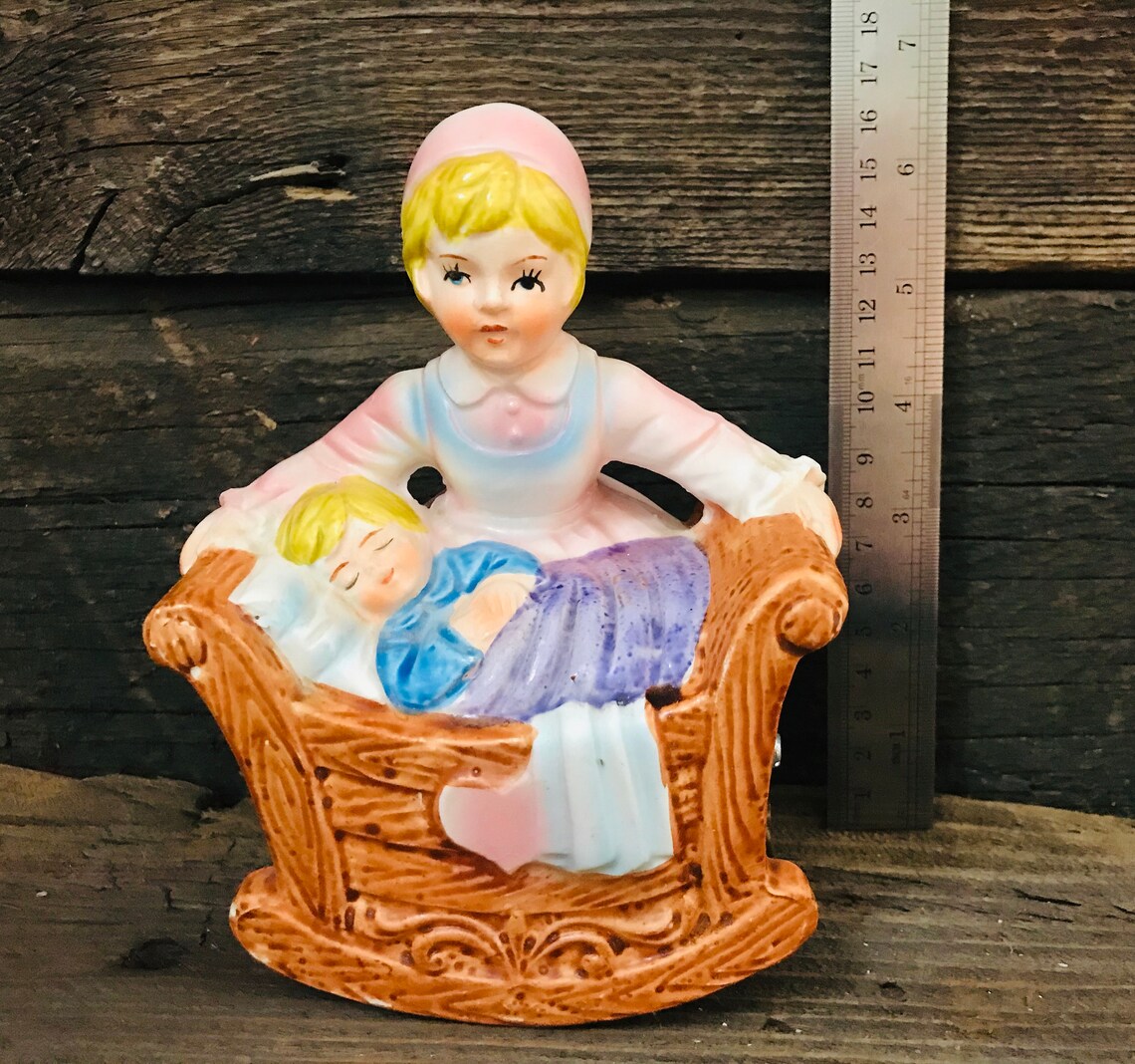 Vintage Rock a bye Baby Musical Figurine Momma Rocking Her Etsy