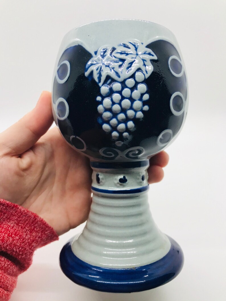 vintage stoneware vintage wine Goblets Vintage Goblets Vintage Salt Glazed Cobalt Blue Stoneware Wine Goblets wine Goblets