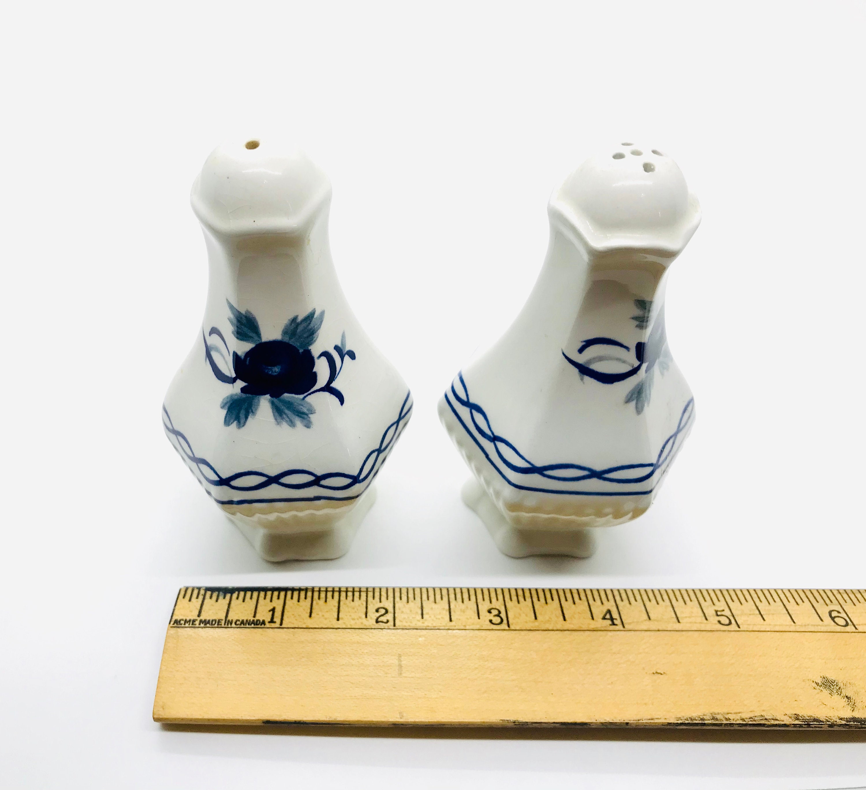 Vintage England Salt and Pepper Shakers With Blue Floral Etsy