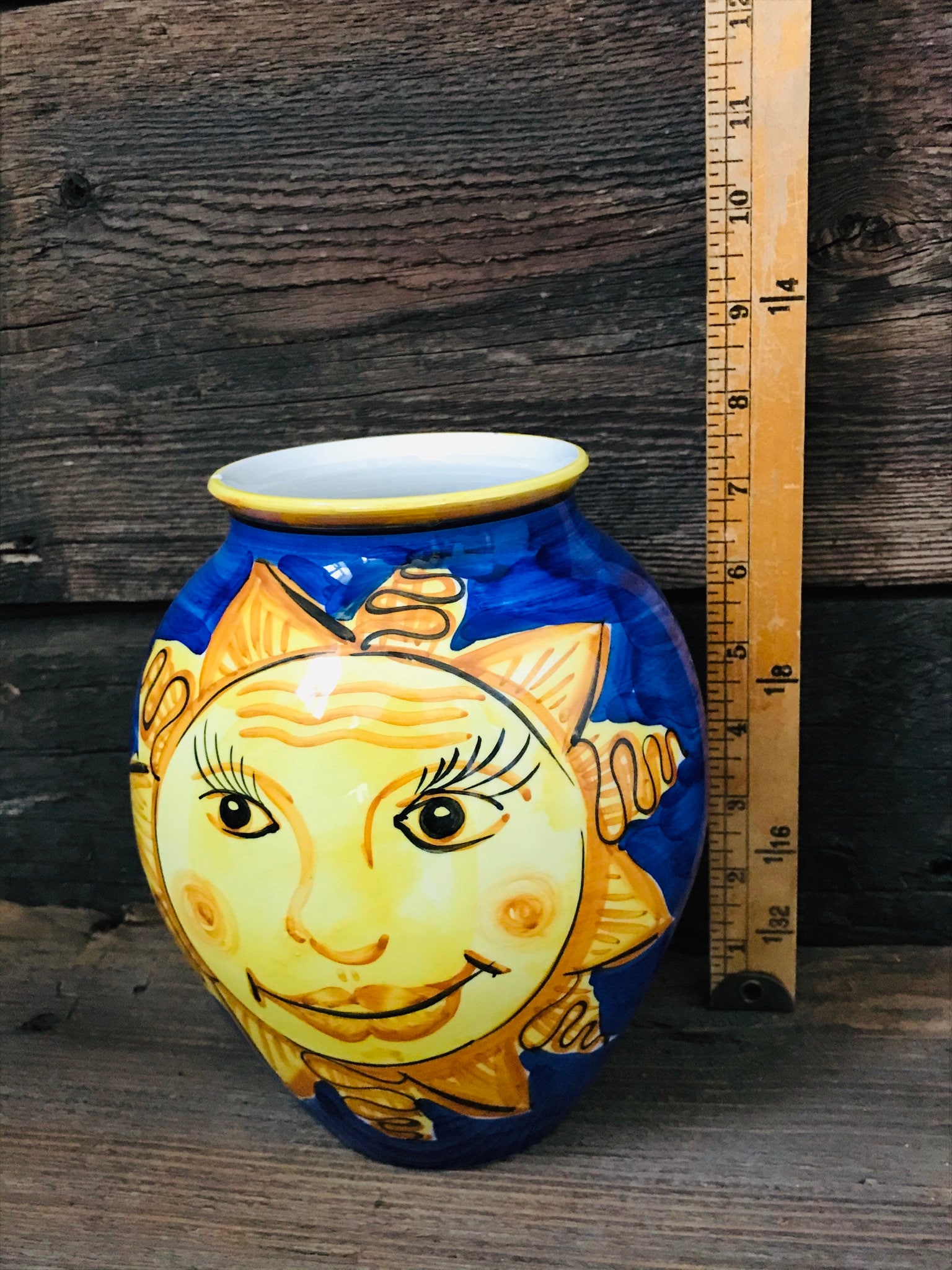 Vintage Dipinto A Mano Ceramic Sun Vase hand painted vase Etsy