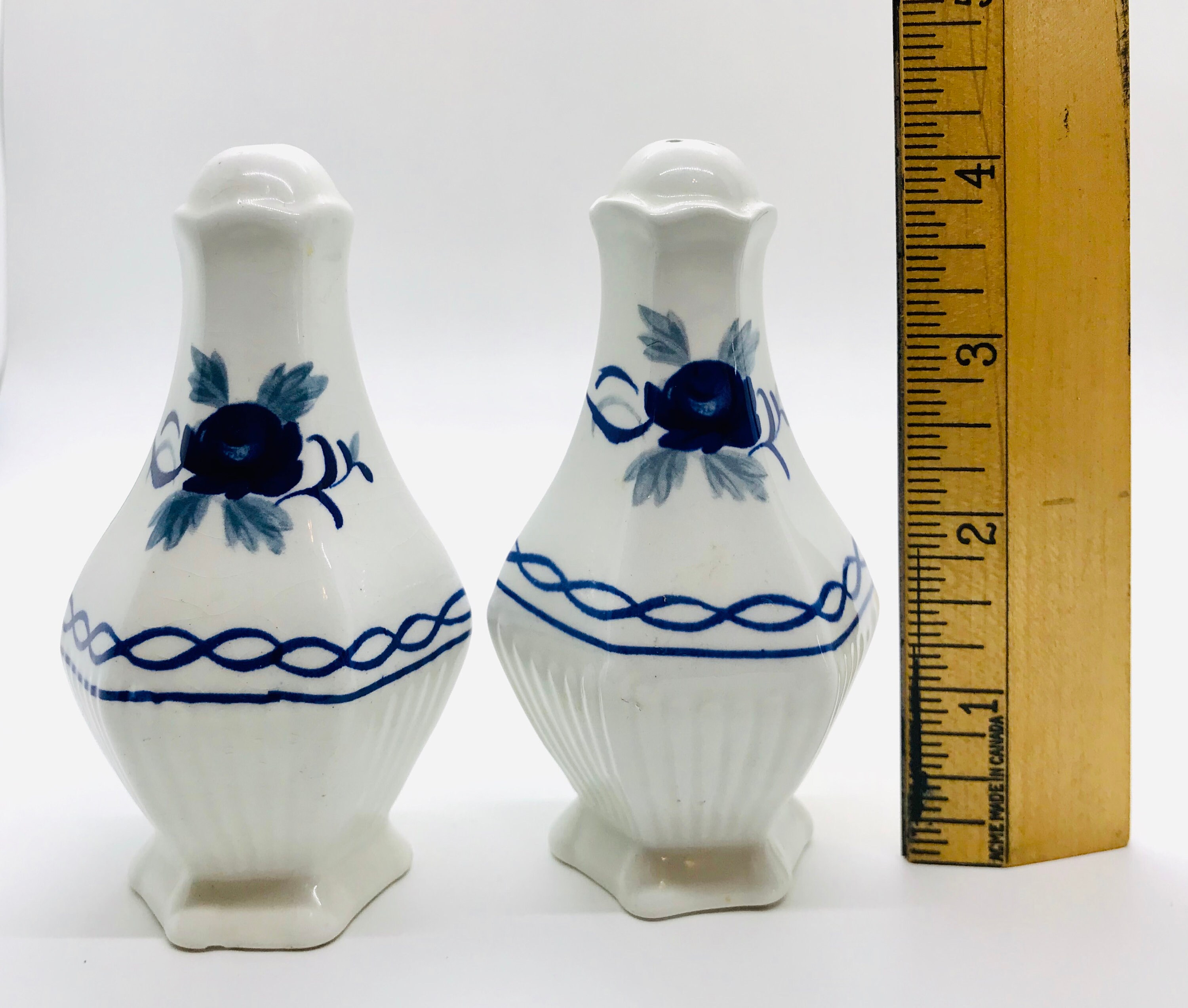 Vintage England Salt and Pepper shakers with Blue Floral Etsy