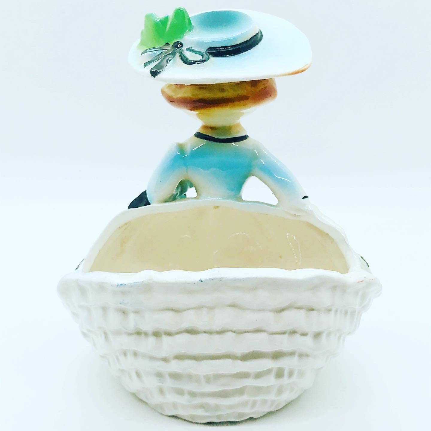 Hand Painted Vintage Lady in Blue Vase Vintage Vase Indoor Etsy