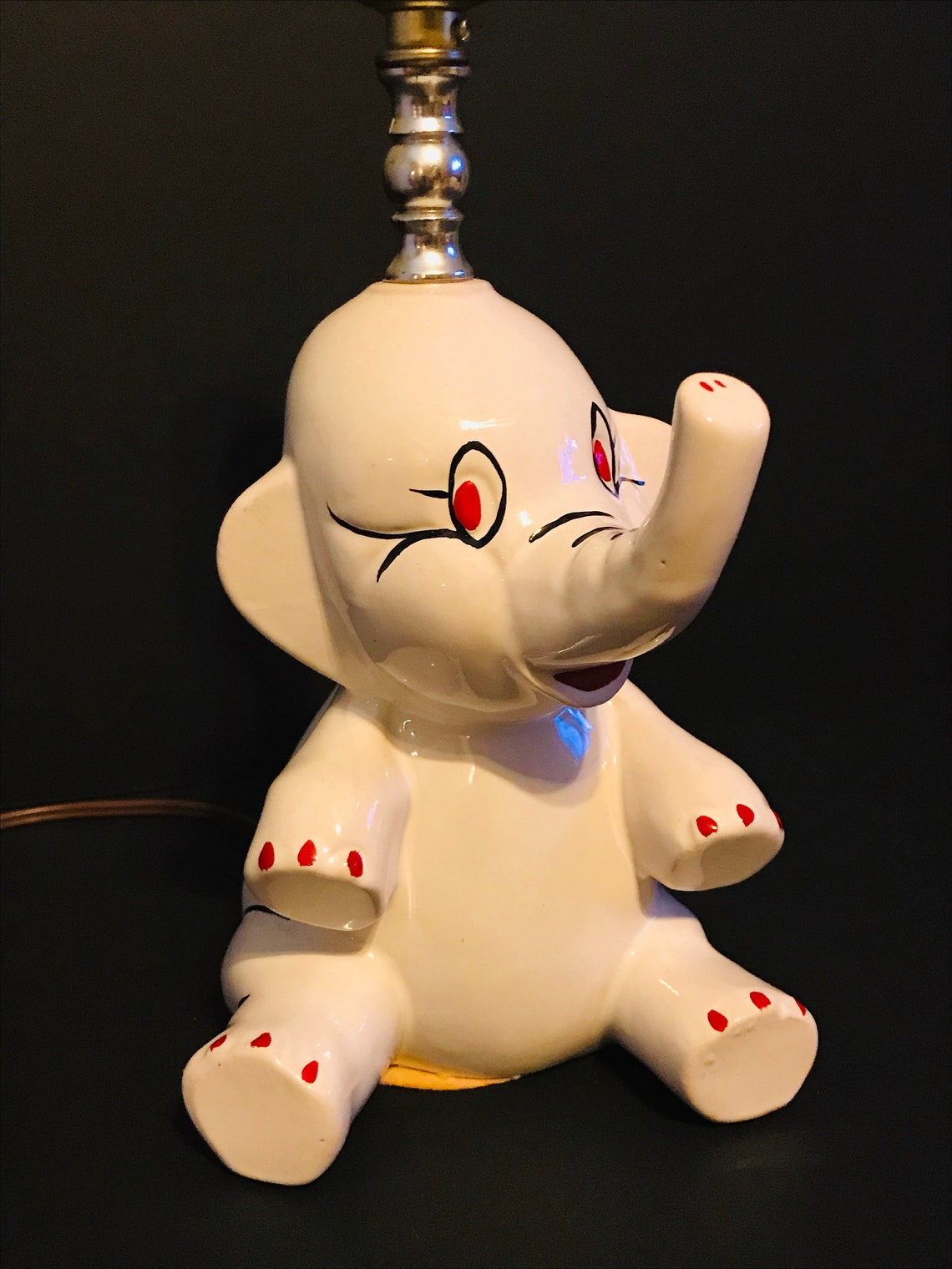Vintage White Baby Elephant Table Lamp Vintage Lighting Etsy