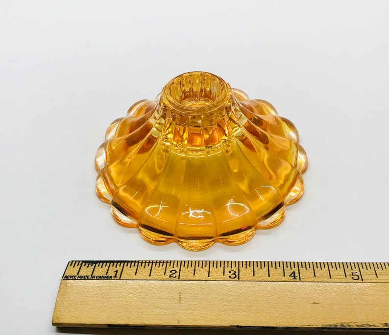 Vintage Orange Depression Glass Candle Stick Holders Vintage Etsy