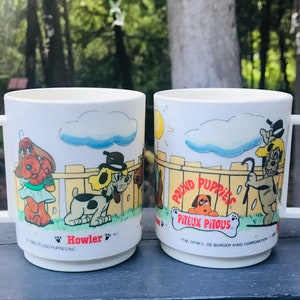Vintage Pound Puppy, Burger King Collectors Cups, Set of 2 Cups, Vintage 1986 Pound Puppies, Kids Cups, 1980s Collectibles, Puppies, Cute
