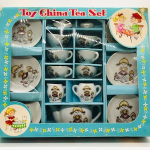 Cute Vintage Children’s China Tea Set, Children’s Toys, Mini Tea Set, China Tea Set for kids, Nostalgia, Vintage Collectibles, Vintage toys