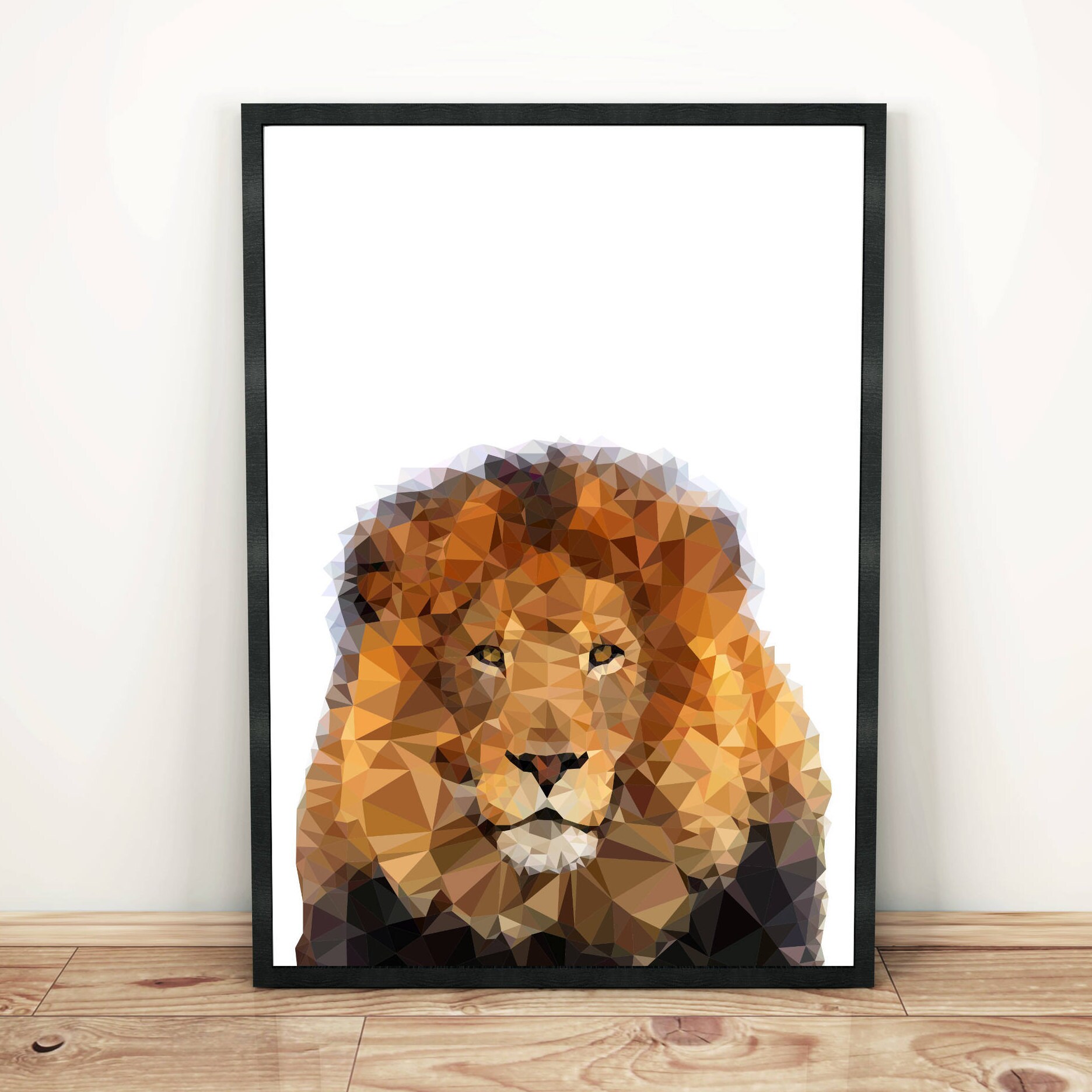 Geometric Lion Art Print Lion Wall Print Geometric Animal Etsy