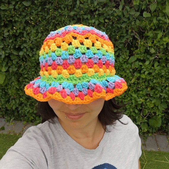 Rainbow Striped Granny Square Crochet 