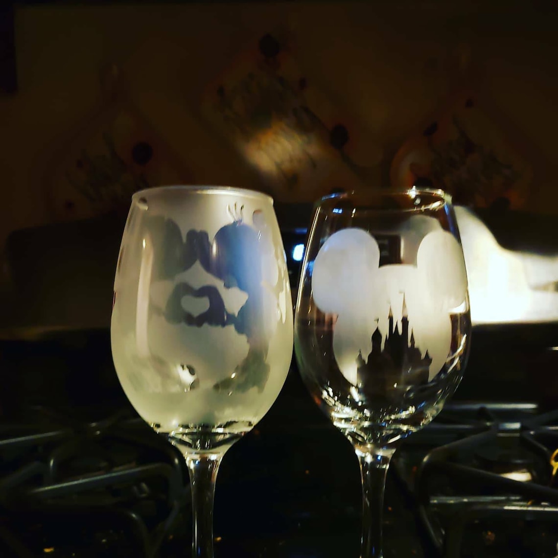 Etched Disney Wine Glass Set 2 wine glasses Etsy