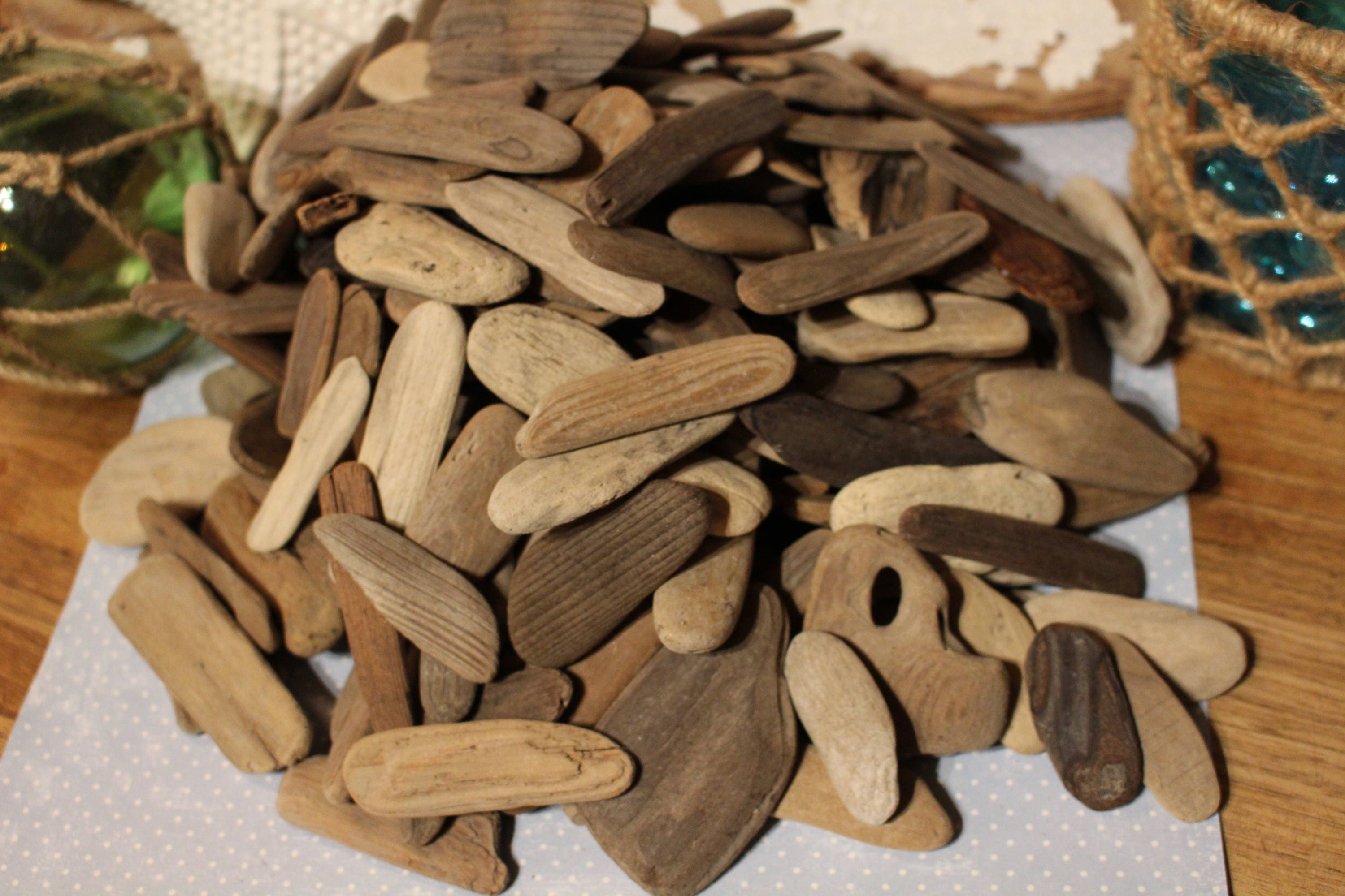 200 pieces of small flat driftwood 1"-3" from Northern California, great for crafts