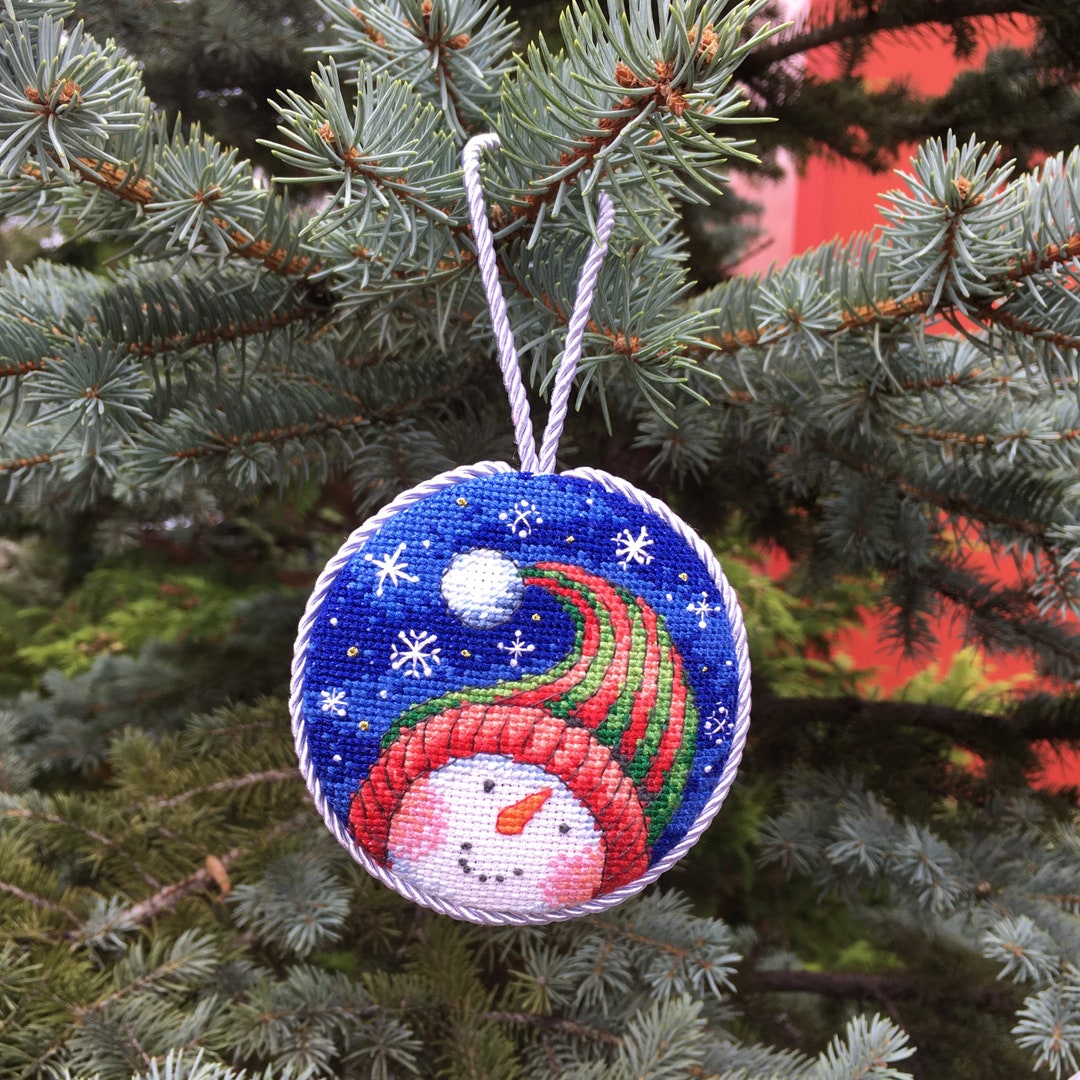 Snowman Cross Stitch Ornament Cross Stitch Christmas Tree Etsy