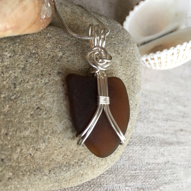 Beach Sea Glass Pendant,Geniune Sea Glass Necklace,Handmade Ocean Jewelry,Wire wrapped sea glass Birthday Valentine/'s day gift,Mothers day