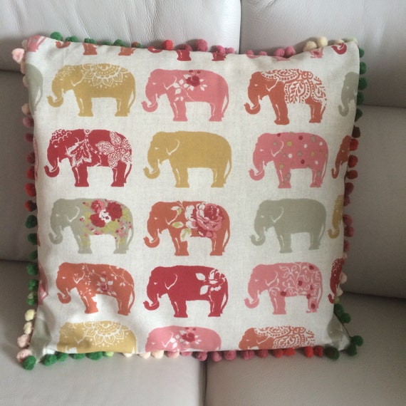 Spice Elephant Cushion with Pom Pom | Etsy Red elephant pillow | Etsy