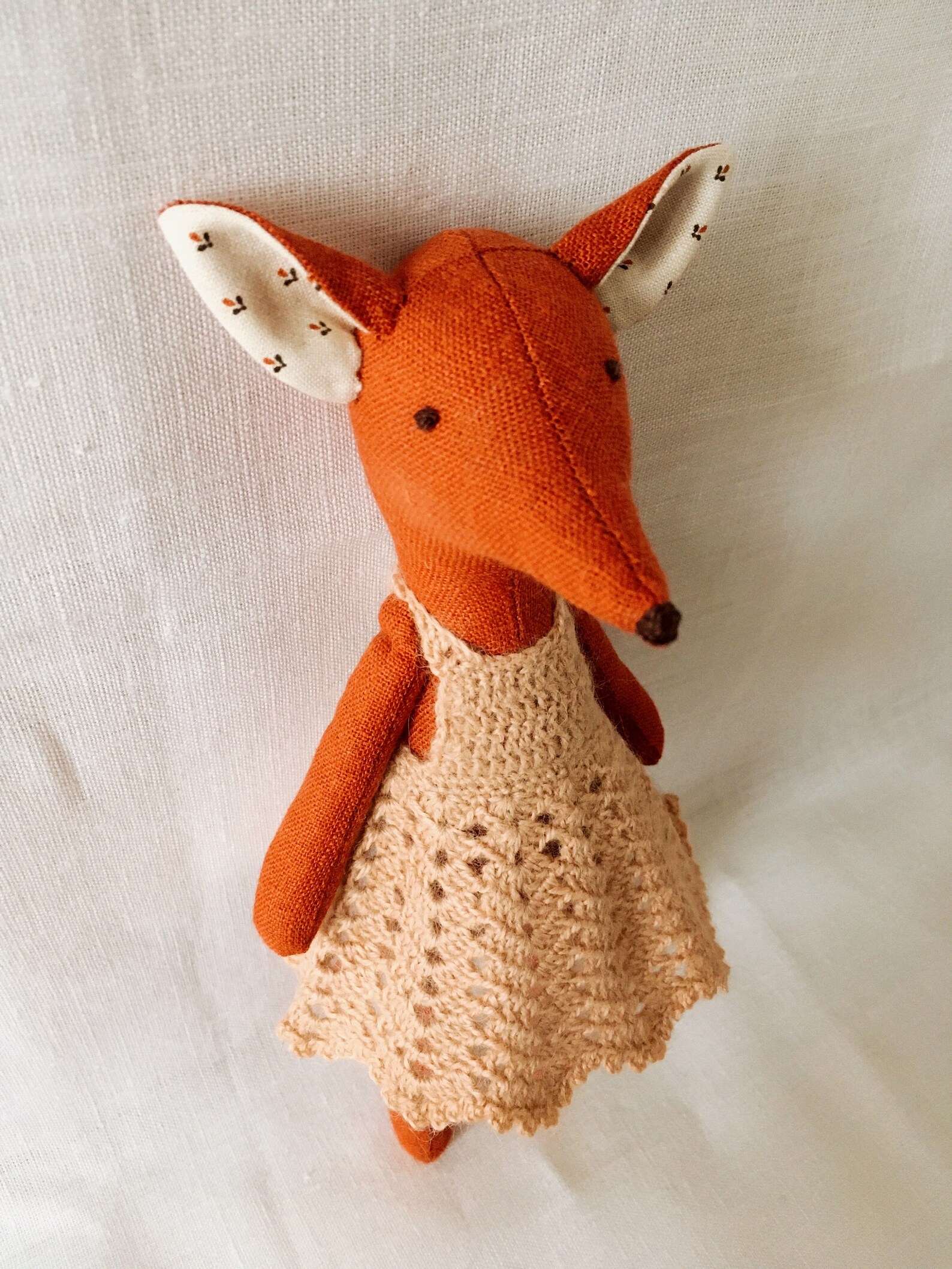 Linen toy Fox Organic baby toys Soft linen fo Animal art Etsy