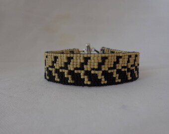 Bracelet Manchette En Perles Miyuki - Tissage Multicolore, Fermoir Glissière, Ajustable