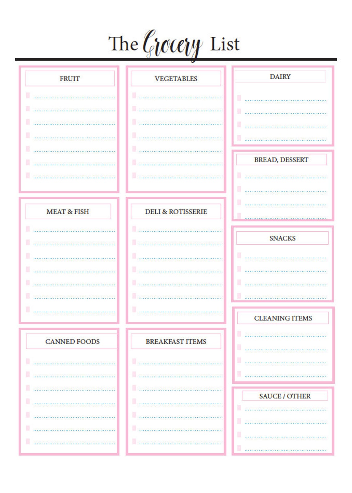 Grocery List and Weekly Meal Planner Etsy Grocery List and Weekly Meal Planner Etsy