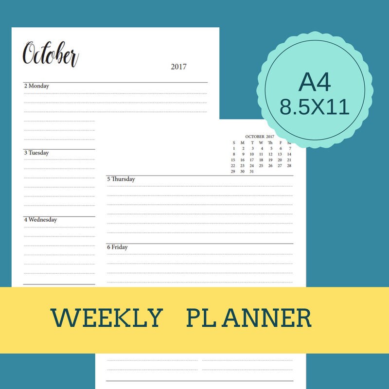 17 18 Weekly Planner Weekly Planner Calendar Planner Etsy