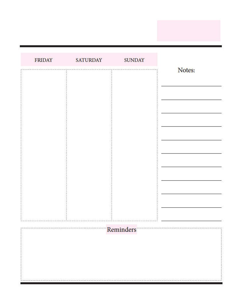 Blank Printable Weekly Planner. Blank 52-weeks Weekly Planner. Weekly ...