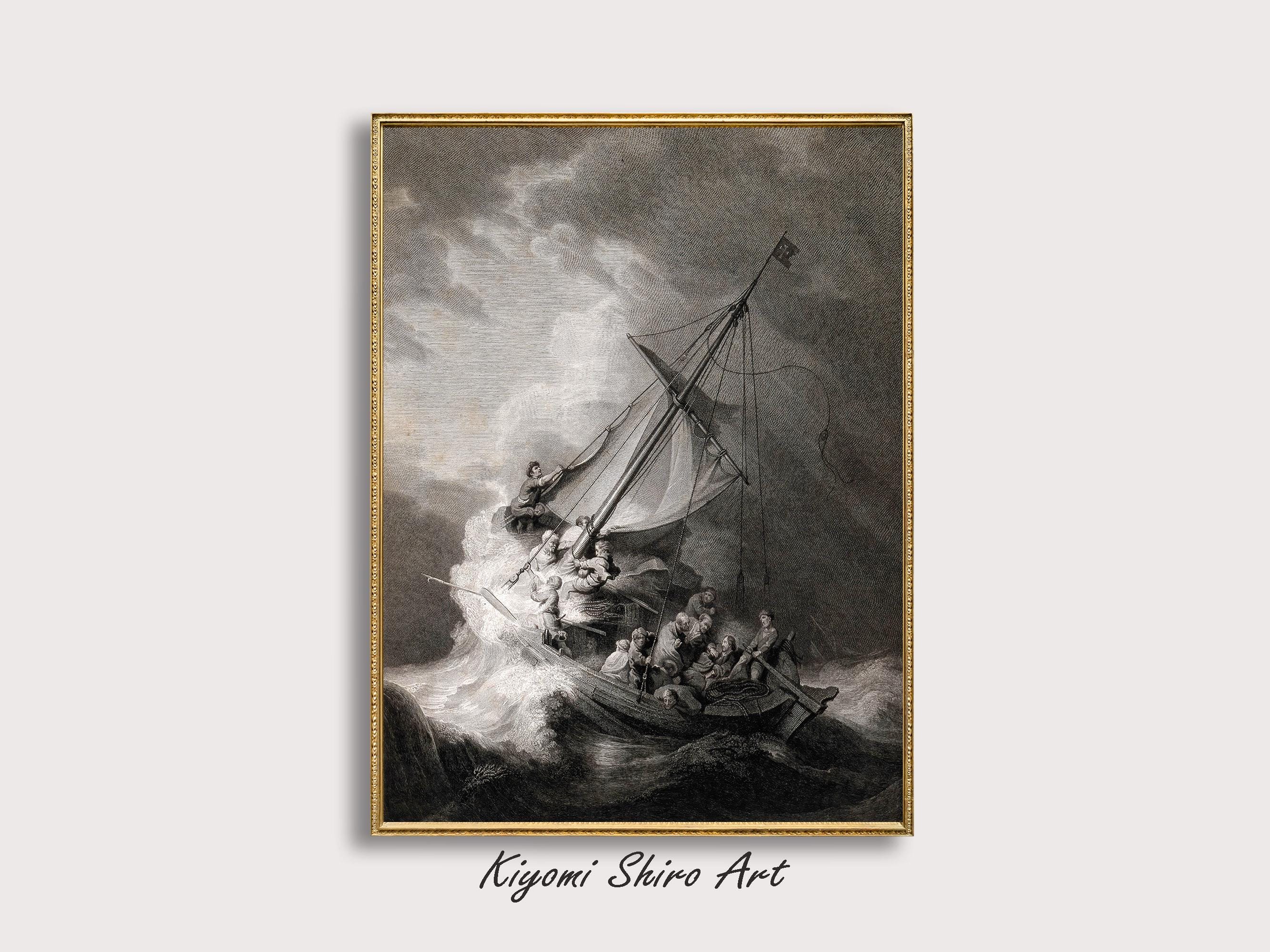 Jesus at the Sea of Galilee Famous Etching Artwork, Christ in the