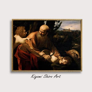 Sacrifice of Isaac Caravaggio Painting, Baroque Period Art, Famous Artist, Uffizi Gallery Artwork, Chiaroscuro Technique Artwork
