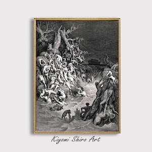 The Flood Gustave Dore Illustration, Engraving Art, Famous Bible Story Biblical Flood, Great Flood Christian Art, Biblical Iconography