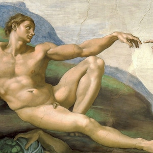 The Creation of Adam Michelangelo Famous Painting, Adam and God Painting, Renaissance Art, Creazione di Adamo Sistine Chapel Ceiling Artwork