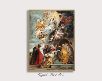 The Assumption of the Virgin by Famous Painter Peter Paul Rubens Oil Painting, Mary Assumption Baroque Period Art, Mother Mary Wall Art.