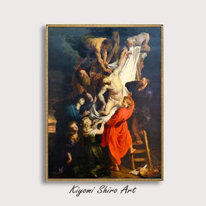 Jesus of Nazareth Descent from the Cross, Famous Renaissance Artwork by Peter Paul Rubens, Baroque Period Wall Art, Digital Oil Painting