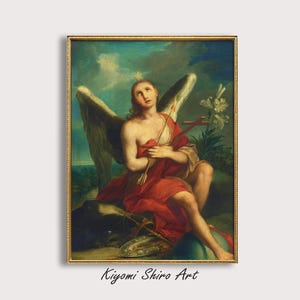 Beautiful Angel Painting, Austrian Painter, Baroque Era Art, Angelic Art Print, Purity Symbol Artwork, Vintage Angel, Celestial Symbolism